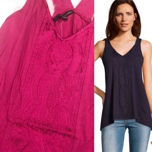 NWT! Adrianna Papell Racerback Top with Embroidery